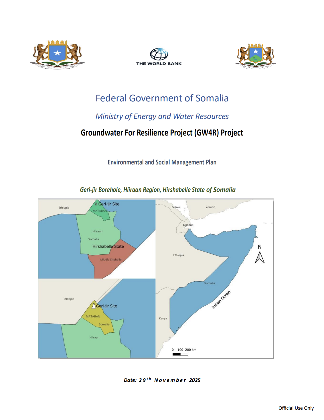 Environmental and Social Management Plan: Geri-jir Borehole, Hiiraan Region, Hirshabelle State of Somalia